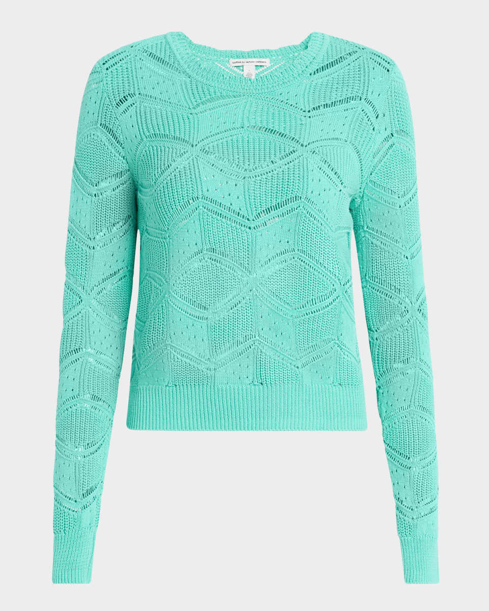 Mixed Stitch Cotton Crewneck Sweater